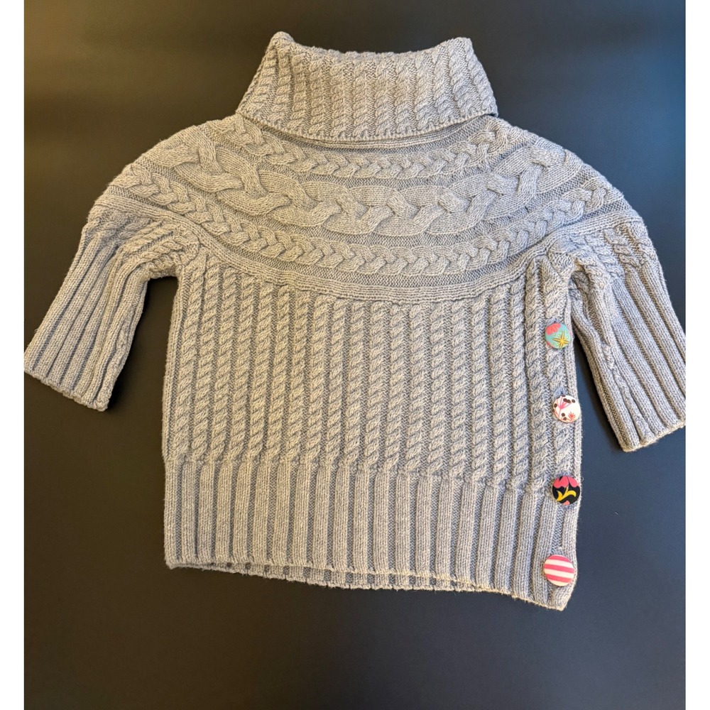 Matilda Jane Girls Size 8 Gray Cable Knit Sweater Button Side Cotton Blend